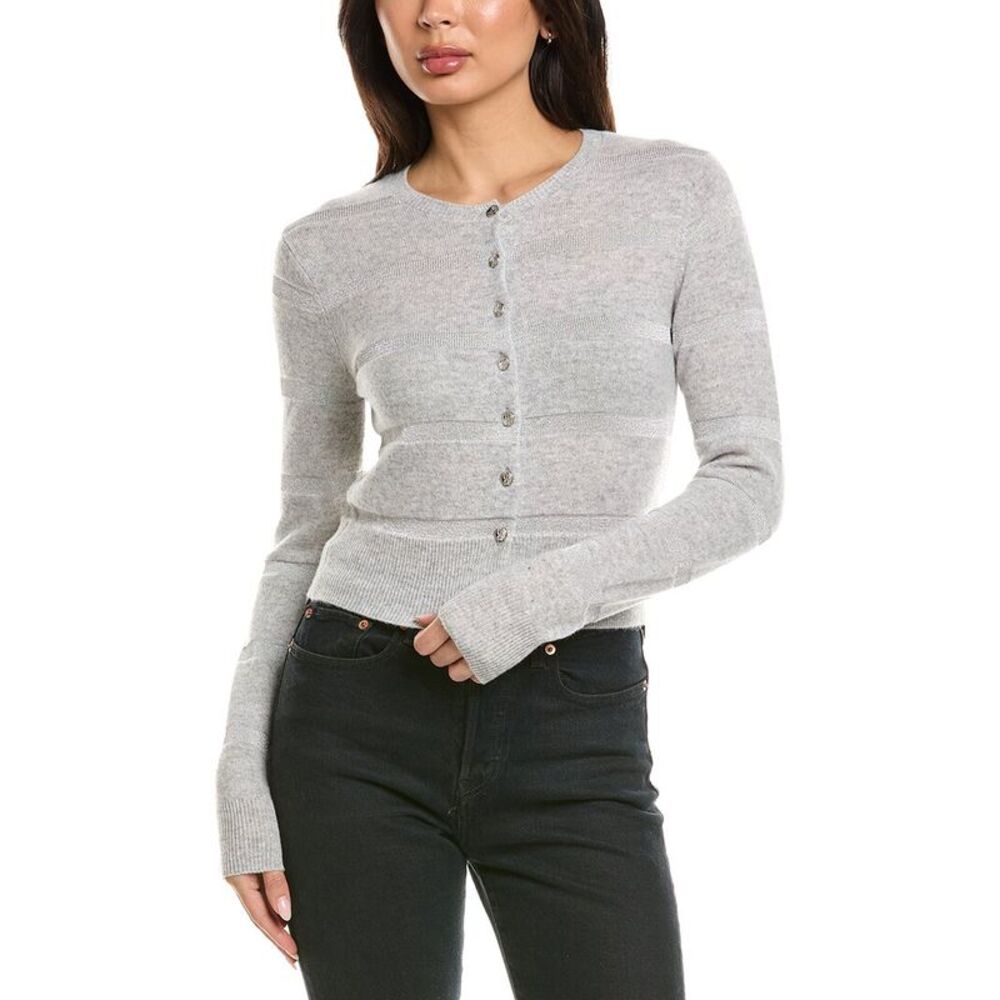 Brodie Cashmere Womens  Simone Stripe Cashmere-Blend 100% Cashmere Cardigan